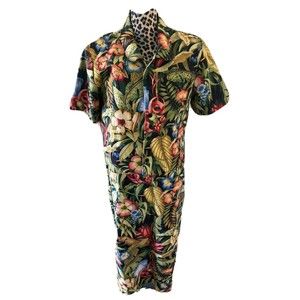 Citi Dress MIDI Dress And Jacket Set Size XL Floral  Shirt Sleeve Beaded 21L